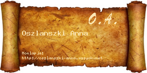 Oszlanszki Anna névjegykártya